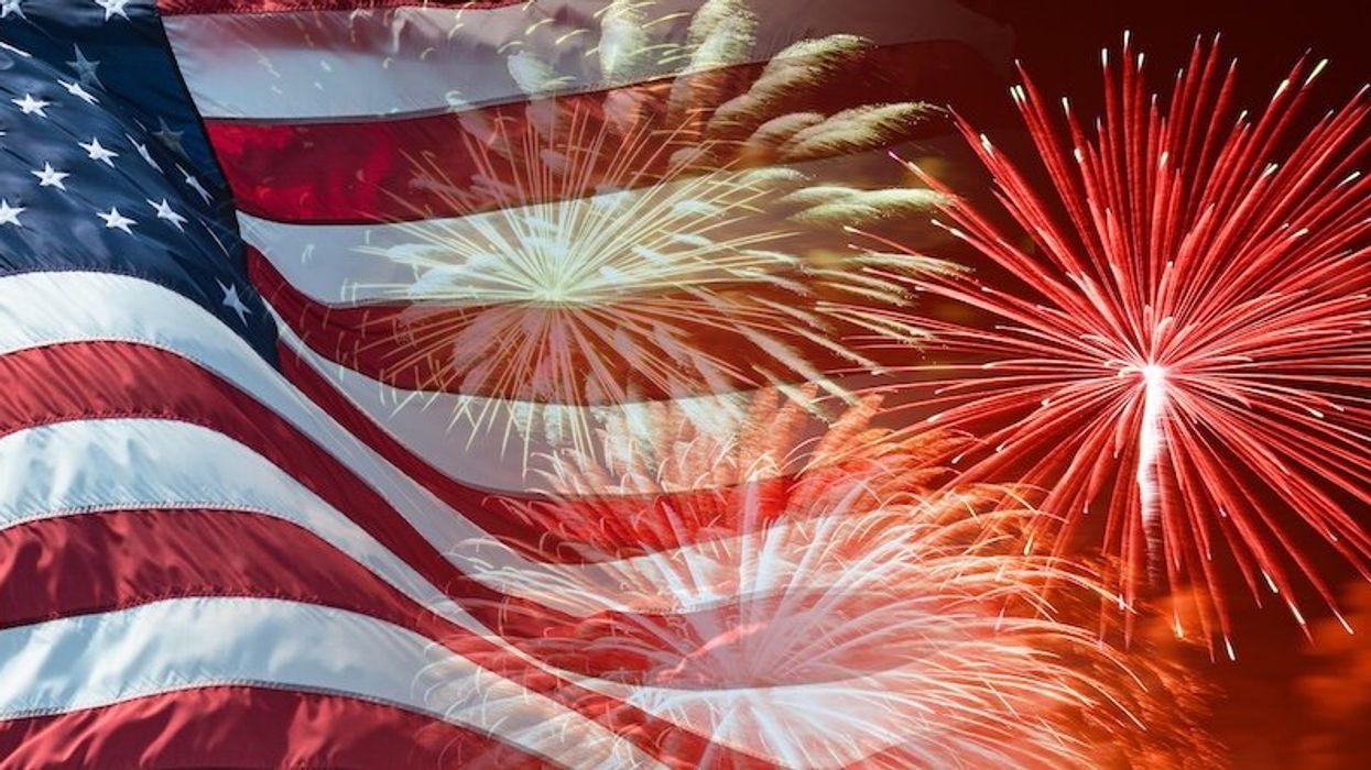 American Flag with Fireworks