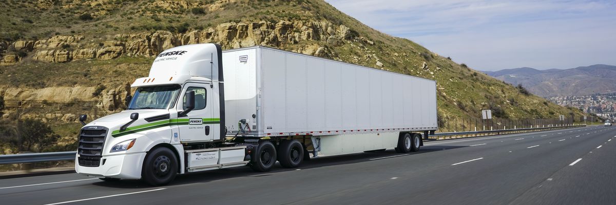 Electric tractor-trailer on the highway