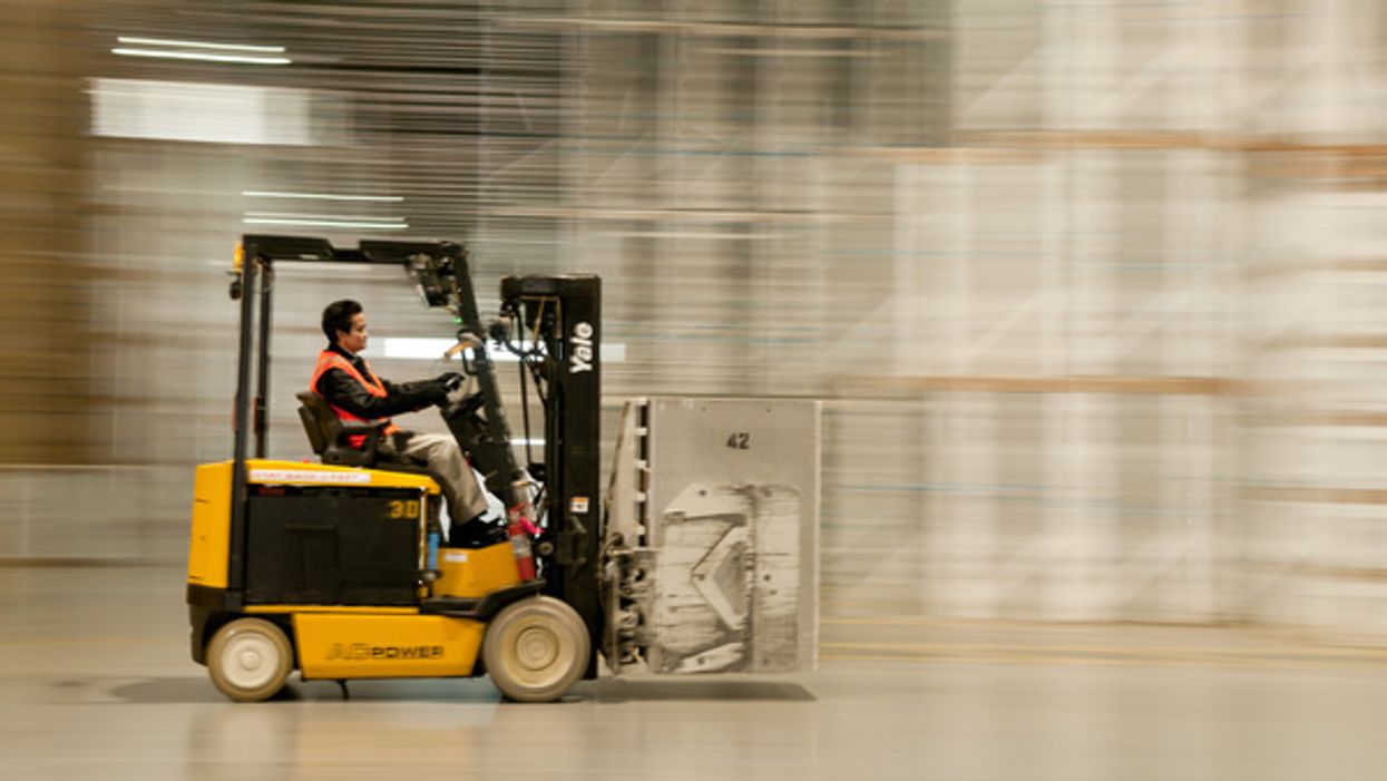 forklift in warehouse