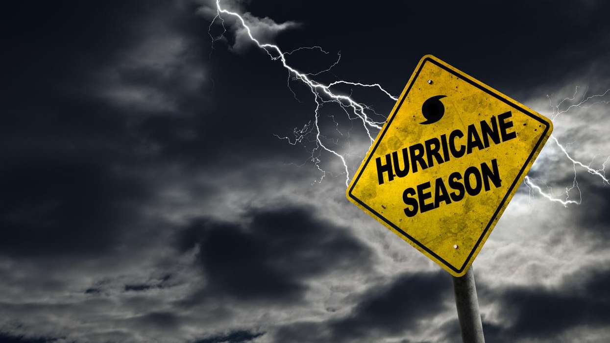 hurricane season sign in a storm