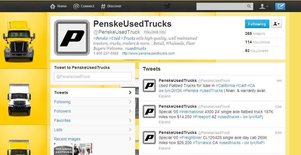 
Penske Used Trucks Now on Twitter

