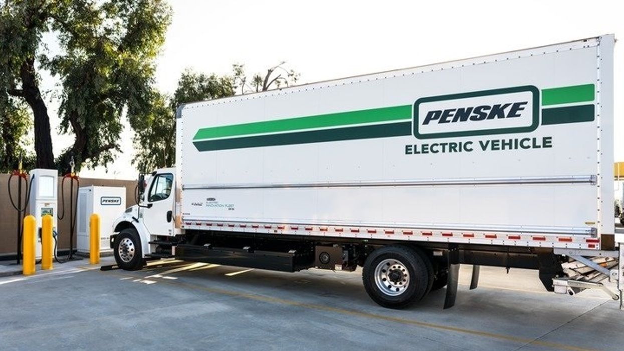 penske electric vehicle at charging station