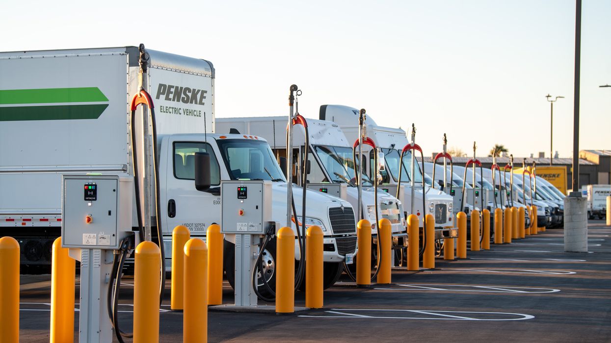 Penske Electric Vehicles at charging stations.