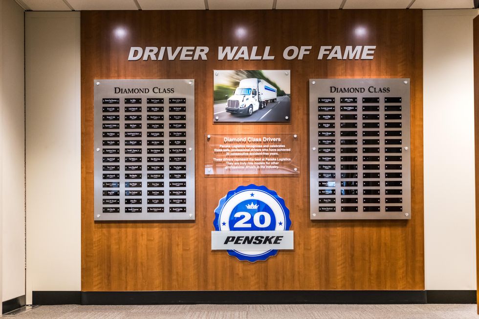 Penske Logistics Driver Wall of Fame display 
