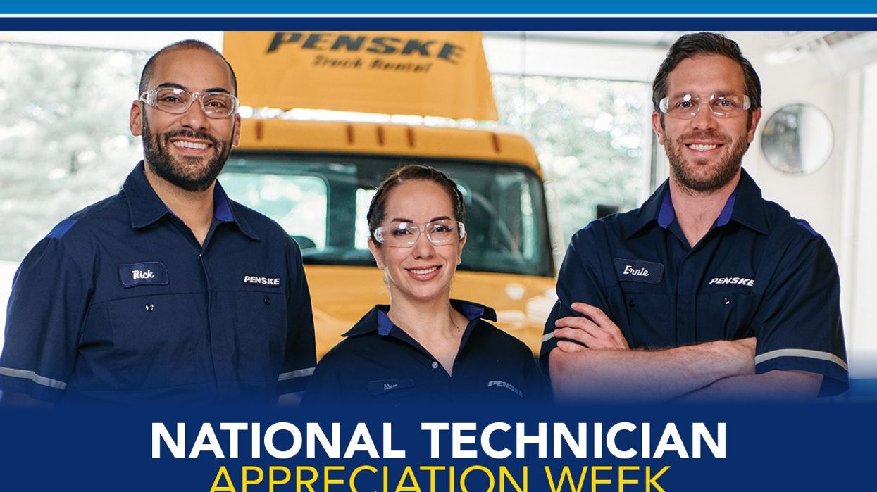 Penske technicians in front of a rental truck for National Technician Appreciation Week.