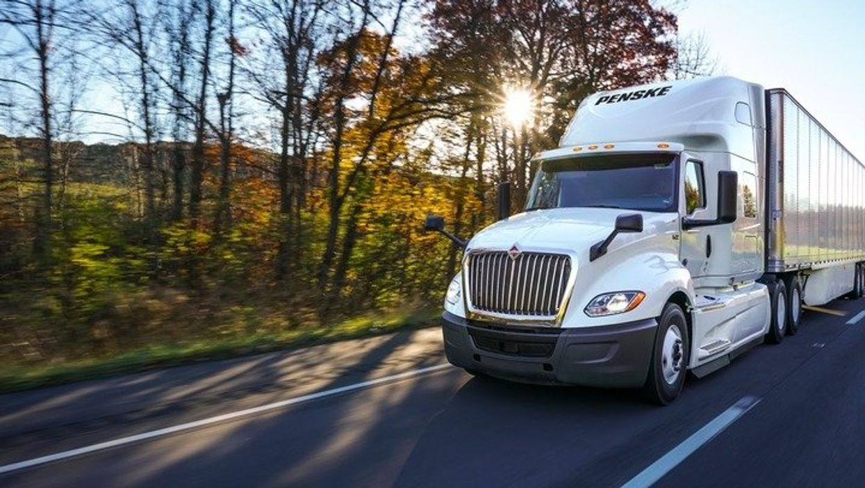 Penske tractor on the road