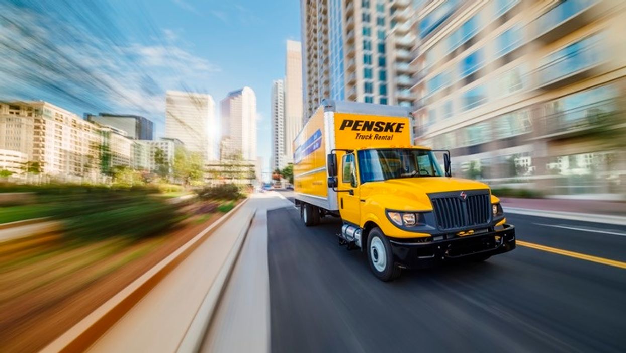 Penske truck in city