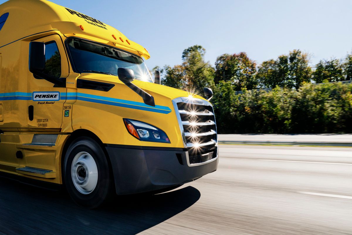 Penske truck on the road