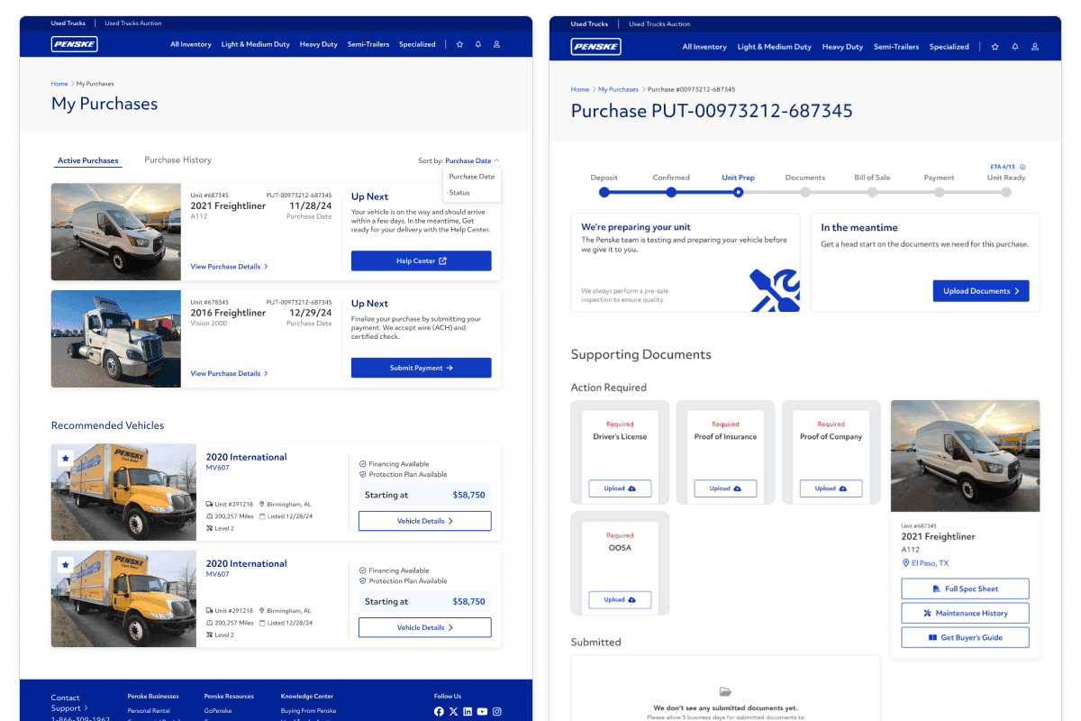 PenskeUsedTrucks.com has rolled out a new customer-friendly feature called My Purchases that streamlines the sales process for customers acquiring a used truck or trailer from Penske Truck Leasing.