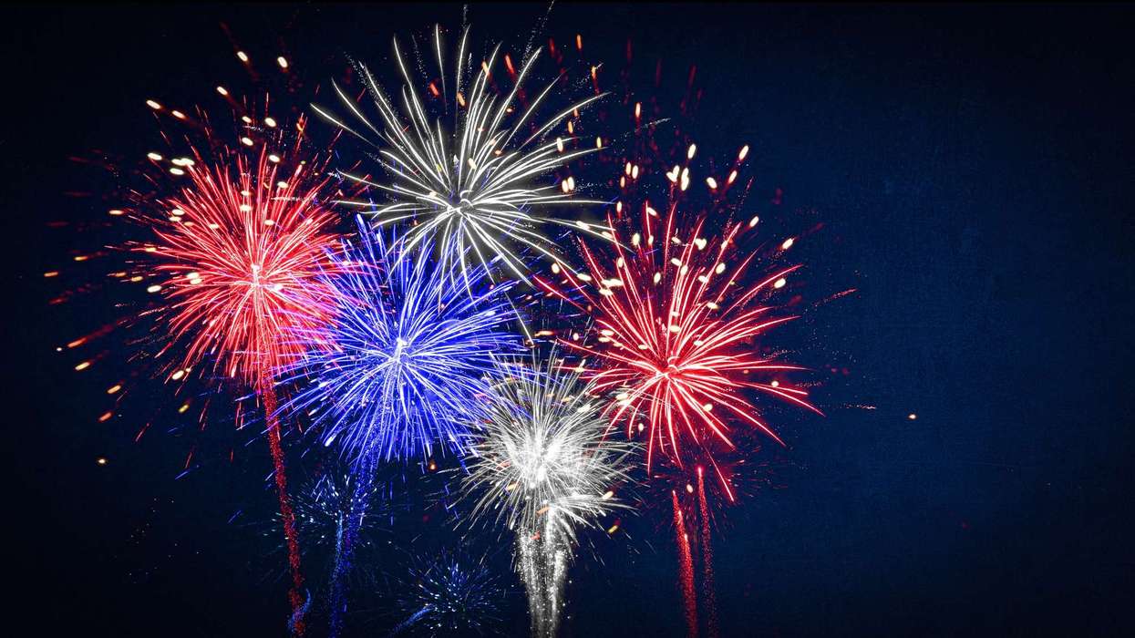 Red, white and blue fireworks