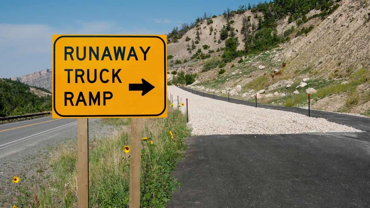 Runaway truck ramp and sign and ramp