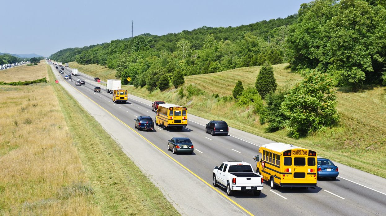 School buses on the road
