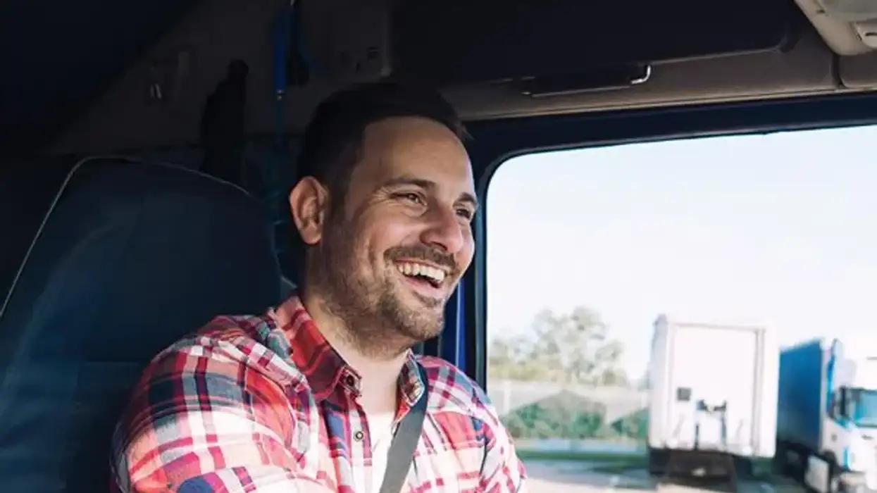 Smiling truck driver