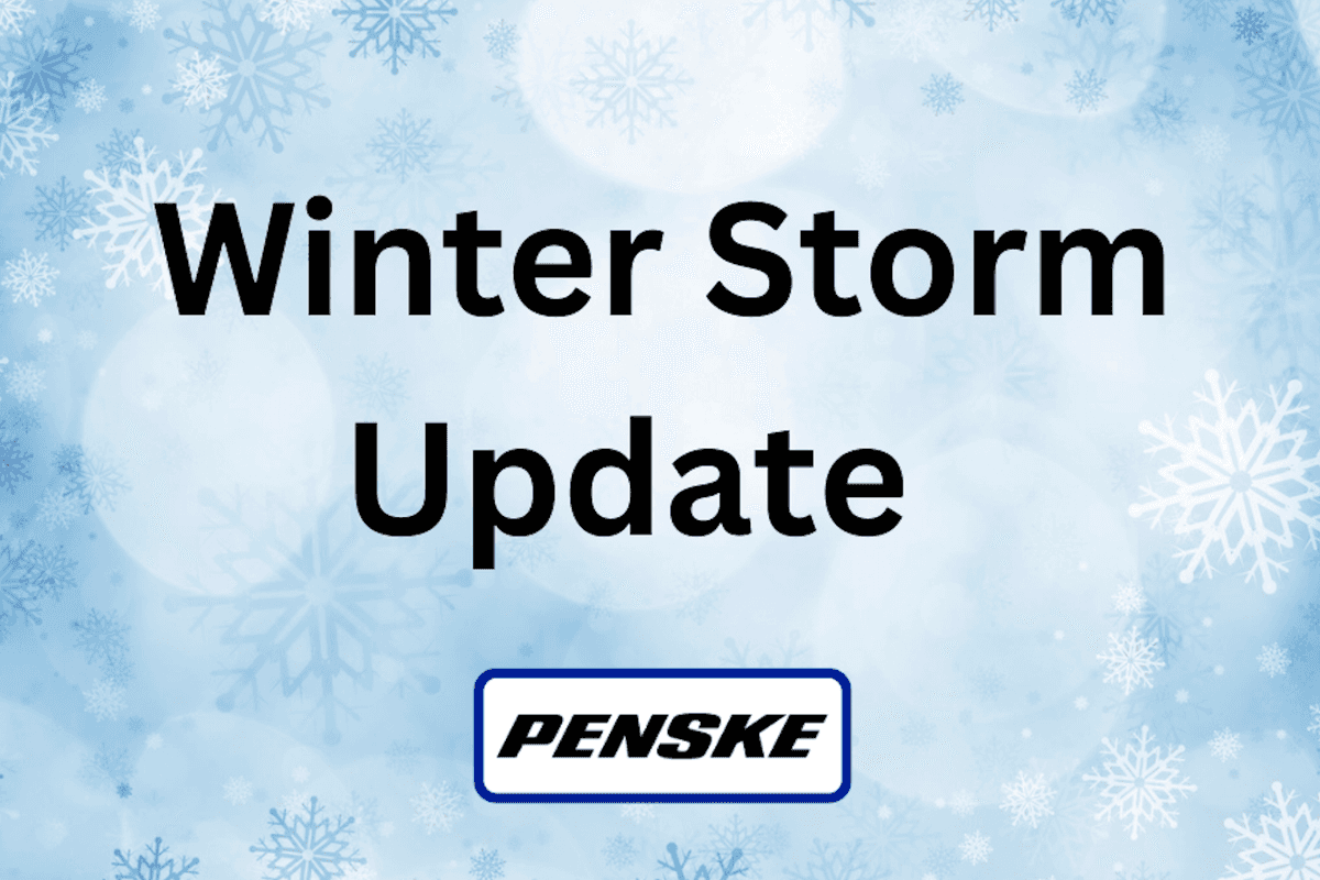 Winter Storm Update message with snowflakes in the background