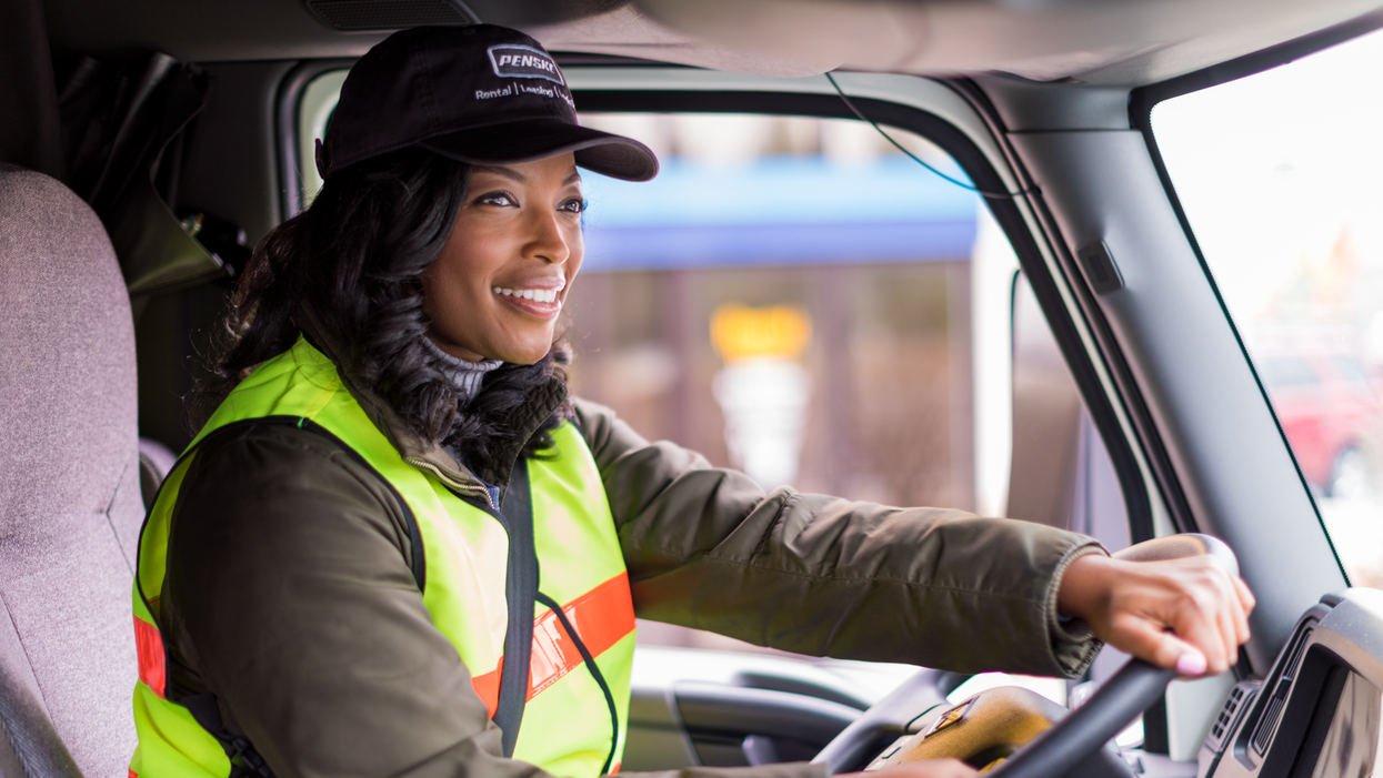 Woman driving truck