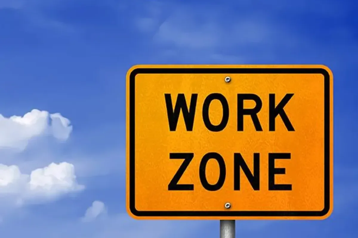 Yellow work zone sign