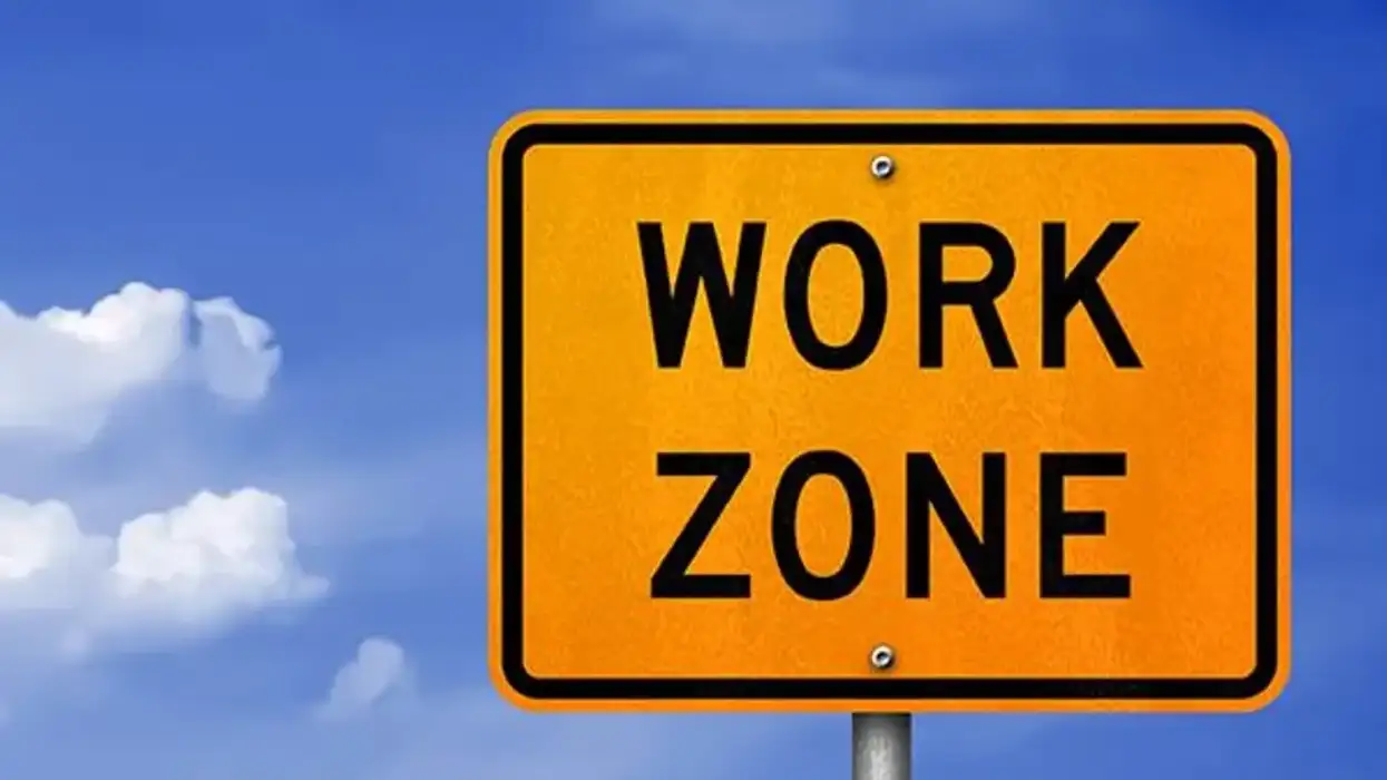 Yellow work zone sign